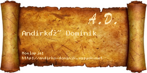 Andirkó Dominik névjegykártya
